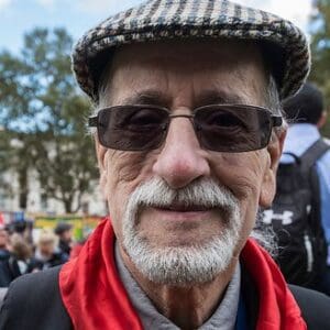 Gerry Gable at the Battle of Cable St 80th anniversary rally, 2016 (photo: David Hoffman)