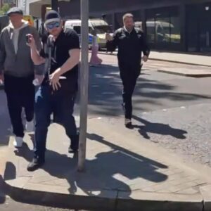 Nick Tenconi arrives at Bristol demonstration April 2025