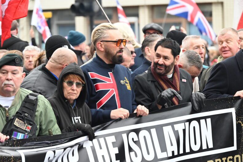 Rikki Doolan leads Tommy Robinson demo