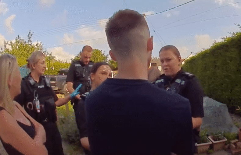 James Harvey being arrested July 2025